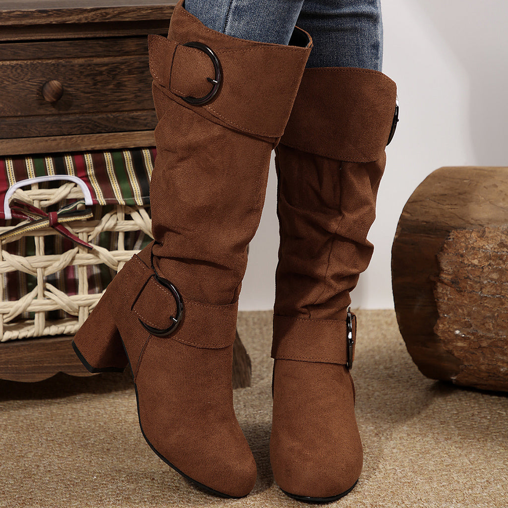 Beltbuckle Chunkyheeled Midcalf Boots